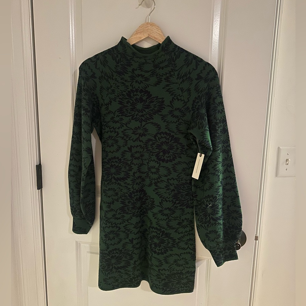 Maeve Green and Navy Long Sleeve Dress